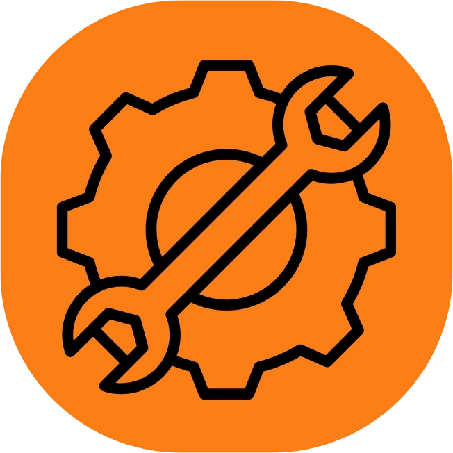 Icon with wrench over gear